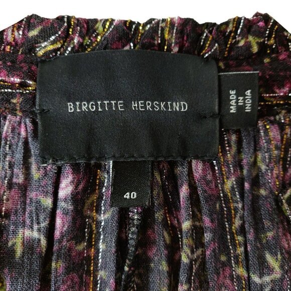 Birgitte Herskind Adeline Dress Size 8 Purple Floral Metallic Threading Accent - Picture 8 of 11